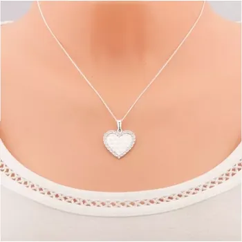 Náhrdelník Stříbrný 925 náhrdelník, srdíčko s blýskavými obloučky a s čirým lemem
