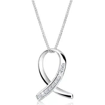 Náhrdelník Řetízek a přívěsek ze stříbra 925 - lesklá stuha se zirkony