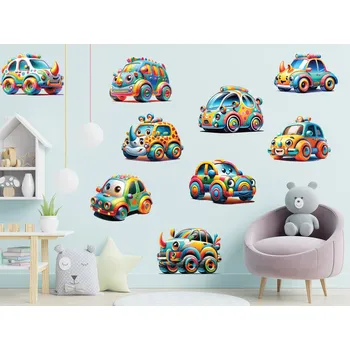 Samolepící dekorace Roztomilá autíčka samolepky na zeď arch 47 x 35 cm