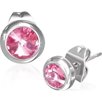 Náušnice Náušnice z oceli 316L, kulaté zirkony světle růžové barvy