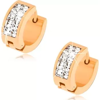 Náušnice Náušnice z oceli ve zlaté barvě, dvojitá linie čirých zirkonů