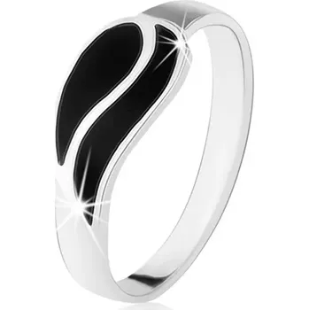 Prsten Prsten ze stříbra 925, dvě hladké vlnky černé barvy, vysoký lesk - Velikost: 56