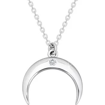 Náhrdelník Briliantový náhrdelník, stříbro 925 - obrácený půlměsíc s čirým diamantem