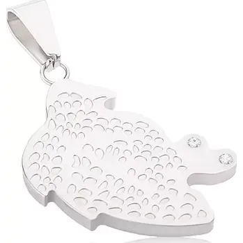 Přívěsek Ocelový přívěsek, list s drobnými jamkami, čiré zirkony