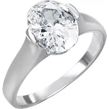 Prsten Snubní prsten s čirým velikým oválným zirkonem - Velikost: 54
