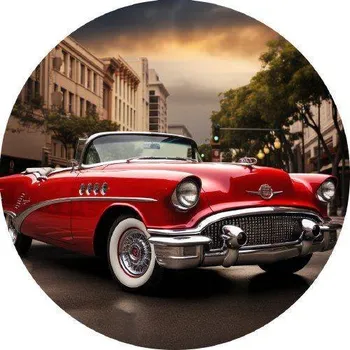 Jedlá dekorace na dort Jedlý papír americká klasika červené auto 19,5cm - PICTURE