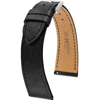 Řemínek na hodinky Kožený řemínek Hirsch Giffone L 01875050-2, černý, teletina, délka L, Quick Release