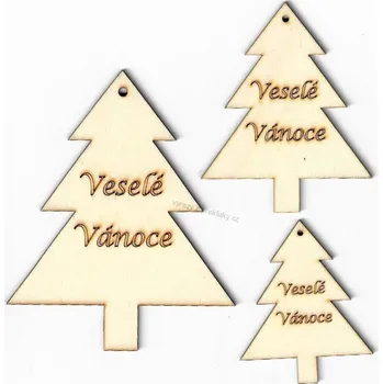 Překližka Výřez z překližky, V06/1, VÁNOČNÍ STROMEK I.-VESELÉ VÁNOCE, velký, 9,7x12cm, 1ks