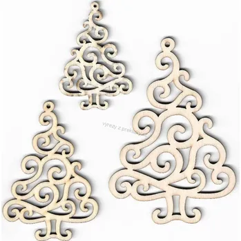 Překližka Výřez z překližky, V01/1, VÁNOČNÍ STROMEK FILIGRÁNOVÝ-velký, 8,2x12cm, 1ks