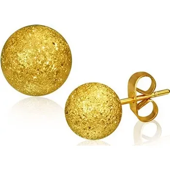 Náušnice Ocelové náušnice, kulička zlaté barvy s pískovaným povrchem, 6 mm