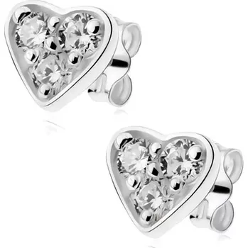 Náušnice Náušnice ze stříbra 925, třpytivé srdíčko vykládané čirými zirkony