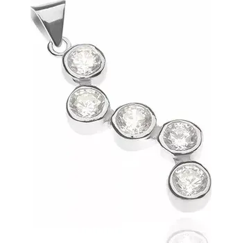 Přívěsek Stříbrný přívěsek 925 - pět čirých zirkonů spojených do CIKCAK vzoru