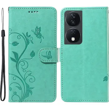 Pouzdro na mobilní telefon Flowers knížkové pouzdro na Honor X7b/Honor 90 Smart - modrozelené