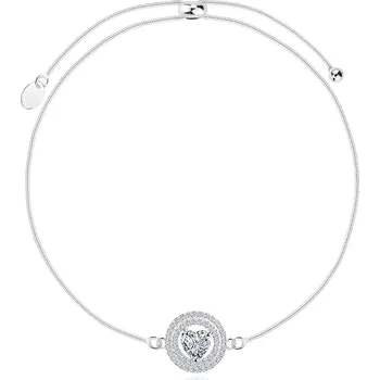 Náramek Nastavitelný náramek ze stříbra 925 - čiré zirkonové srdce v obrysu kruhu