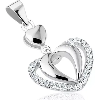 Přívěsek Přívěsek ze stříbra 925, zdvojená kontura srdce, linie čirých zirkonů