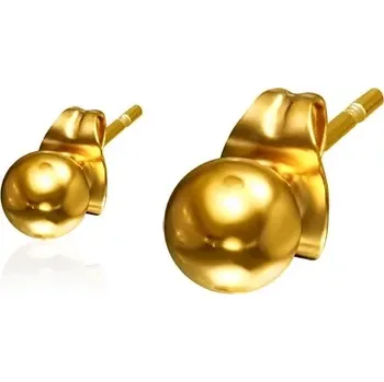Náušnice Kuličkové ocelové náušnice zlaté barvy, 4 mm