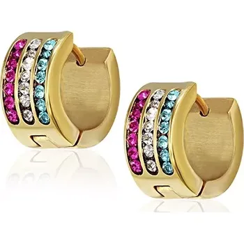 Náušnice Ocelové náušnice - tyrkysový, čirý a purpurový pás