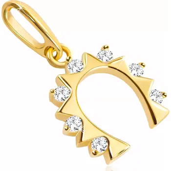 Přívěsek Zlatý přívěsek 585 - podkůvka pro štěstí se zirkony čiré barvy