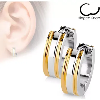 Náušnice Náušnice z chirurgické oceli ve stříbrné barvě - pásky lemující okraje - Barva: Měděná