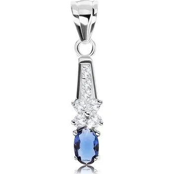 Přívěsek Stříbrný 925 přívěsek, oválný modrý zirkon, čirý zirkonový květ