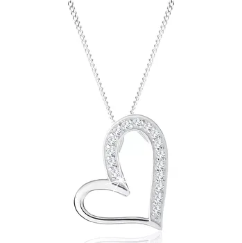Náhrdelník Náhrdelník ze stříbra 925, asymetrický obrys srdce, čiré zirkonky