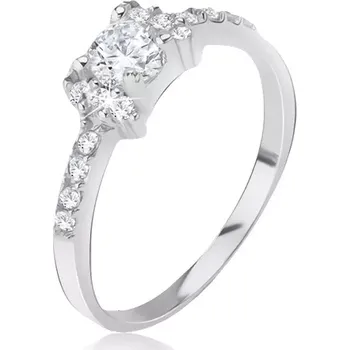 Prsten Stříbrný prsten 925 - vykládaná mašlička, blyštivé čiré zirkony - Velikost: 59