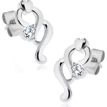 Náušnice Náušnice z oceli 316L, dvě spirálky, malé srdíčko a čirý zirkon