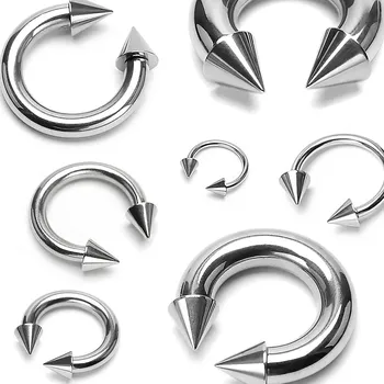 Piercing Piercing z oceli 316L - lesklá podkova s hroty, stříbrná barva, tloušťka 6 mm - Rozměr: 6 mm x 16 mm x 9x9 mm