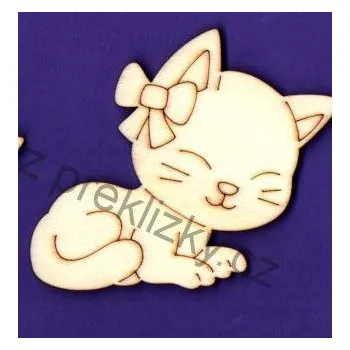 Stavební deska Výřez z překližky, G57/1, SPÍCÍ KOČKA-velká, 7,7x6,6cm, 1ks