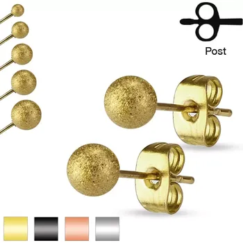 Náušnice Puzetové náušnice, chirurgická ocel, pískované třpytivé kuličky, 6 mm - Barva: Měděná