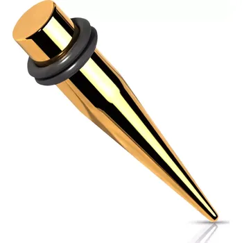 Piercing Ocelový 316L expander do ucha - zlatá barva, dvě gumičky, PVD úprava - Tloušťka : 8 mm