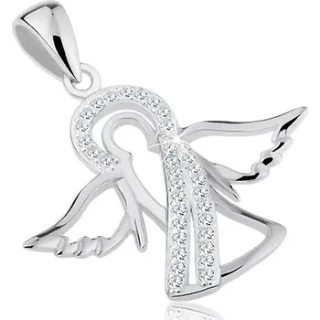 Přívěsek Přívěsek ze stříbra 925, lesklá kontura anděla, čiré zirkonové linie