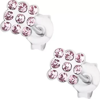 Náušnice Náušnice ze stříbra 925, třpytivý čtvereček - světle fialové krystalky Swarovski
