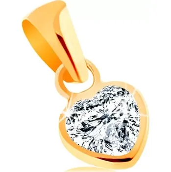 Přívěsek Přívěsek ve žlutém 14K zlatě - blýskavé zirkonové srdíčko čiré barvy