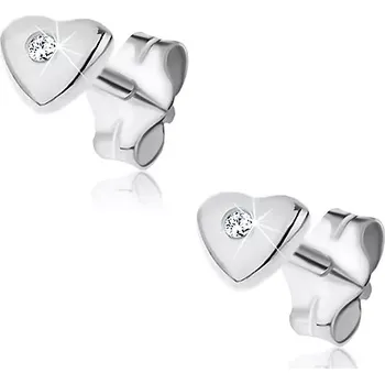 Náušnice Náušnice ze stříbra 925 - vypouklé srdíčko se zářezem a zirkonem