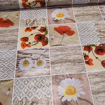 ubrus Kubík Textil Fantastik 511-1 vlčí máky a krajka béžový 140 cm metráž