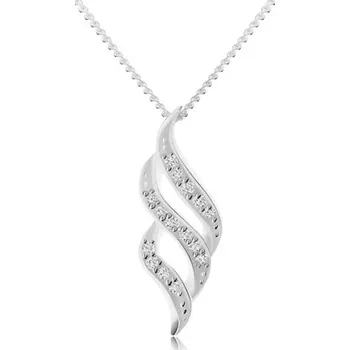 Náhrdelník Stříbrný 925 náhrdelník, tři čiré zirkonové vlnky, nastavitelná délka