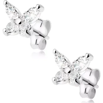 Náušnice Čirý zirkonový motýl, náušnice ze stříbra 925