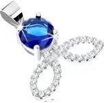 Přívěsek ze stříbra 925, kulatý tmavě modrý zirkon, čiré obrysy zrnek