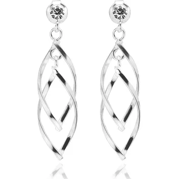 Náušnice Náušnice ze stříbra 925 - dvojitá zatočená elipsa, čirý zirkon