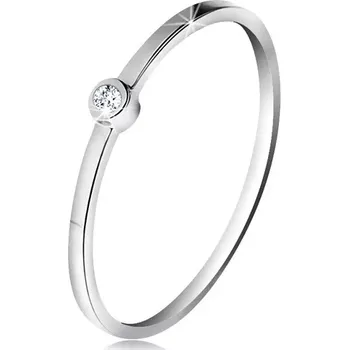 Prsten Prsten v bílém 14K zlatě - blýskavý čirý briliant v lesklé objímce, tenká ramena - Velikost: 59