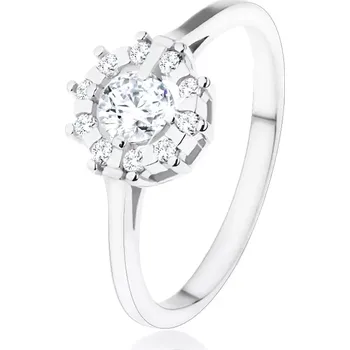 Prsten Zásnubní prsten - stříbro 925, trpytivé zirkonové slunce čiré barvy - Velikost: 58
