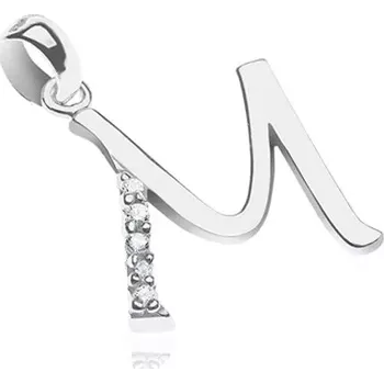 Přívěsek Stříbrný přívěsek 925 - písmeno M, zirkonová nožička
