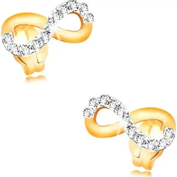 Náušnice Zlaté náušnice 585 - symbol INFINITY zdobený linií čirých zirkonů