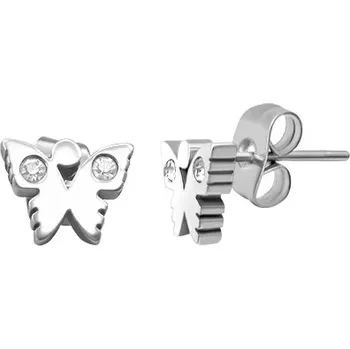 Náušnice Puzetové ocelové náušnice - motýlek se zirkonovými křídly