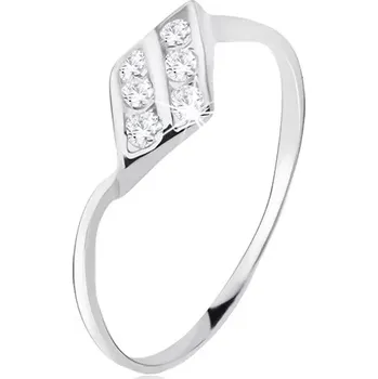 Prsten Prsten ze stříbra 925, kosodélník, dvě zirkonové linie - Velikost: 65