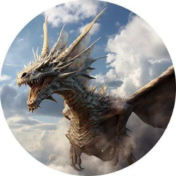 Jedlá dekorace na dort Jedlý papír nebezpečný drak 19,5cm - PICTURE