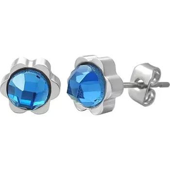 Náušnice Ocelové náušnice ve tvaru květu s velikým broušeným zirkonem