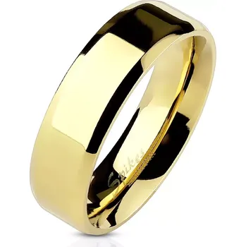 Prsten Ocelový prsten zlaté barvy, jemnější zkosené hrany, 6 mm - Velikost: 49