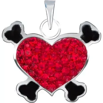 Přívěsek Přívěsek ze stříbra 925 - červené pirátské srdce se zirkony